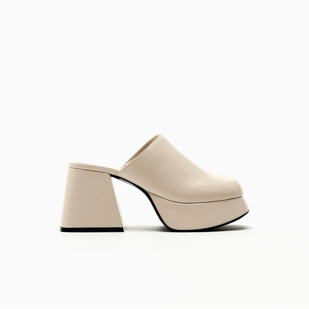 Zara Cream Platform Mules‎